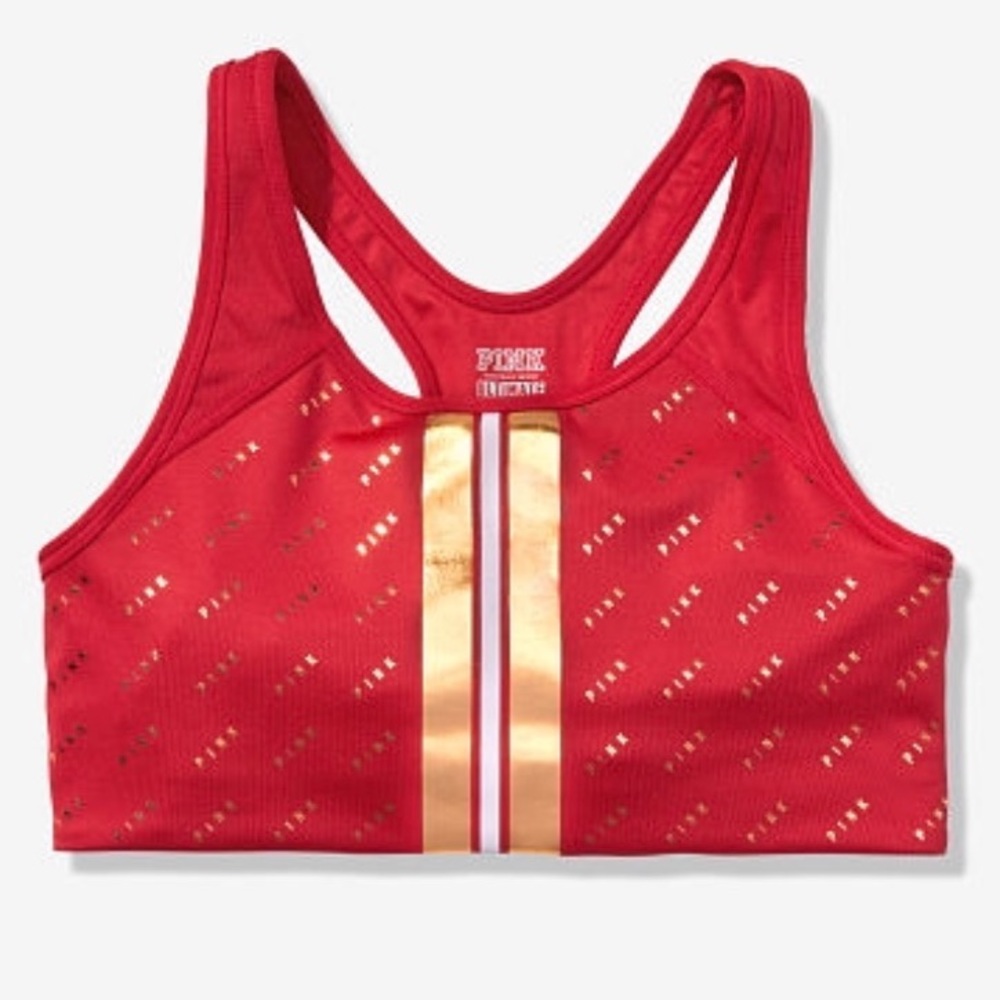Victoria secret red gold athletic sports bra racer